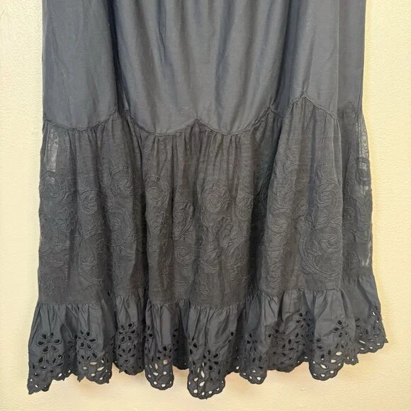 Abercrombie&Fitch Lacey Long Cotton Skirt XL Black WhimsyGoth Western Boho Goth - Picture 5 of 12